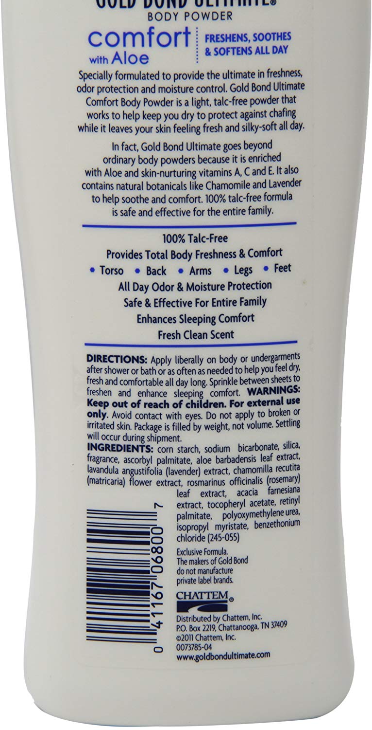 Gold Bond Ultimate Comfort Body Powder, Aloe and Chamomile, 10 Ounce