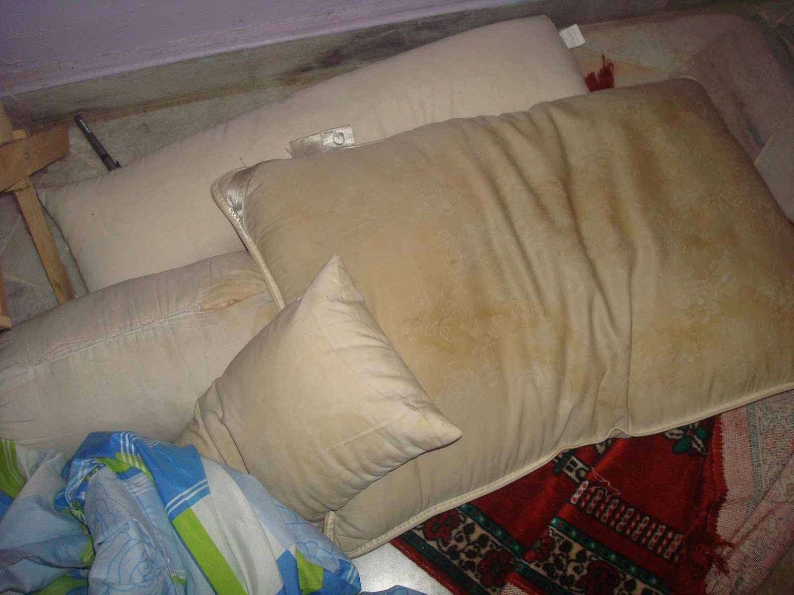 KETUMPIT: bantal guling busuk