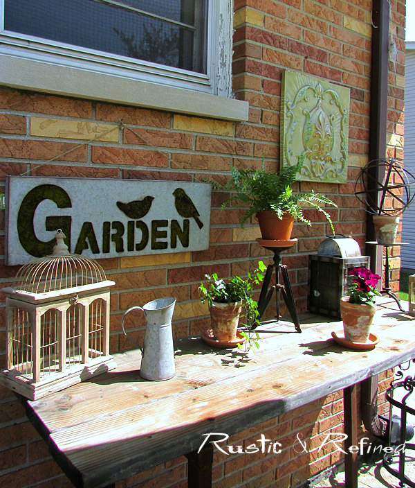 rustic decor added to the backyard patio