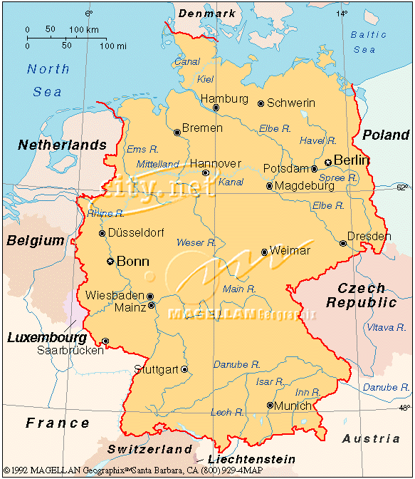 Karte von Deutschland Stadt Regionalen Politisch