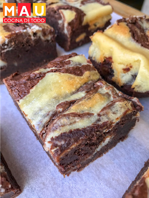 mau cocina de todo receta brownies queso crema philadelphia cheesecake marmoleados facil chocolatosos