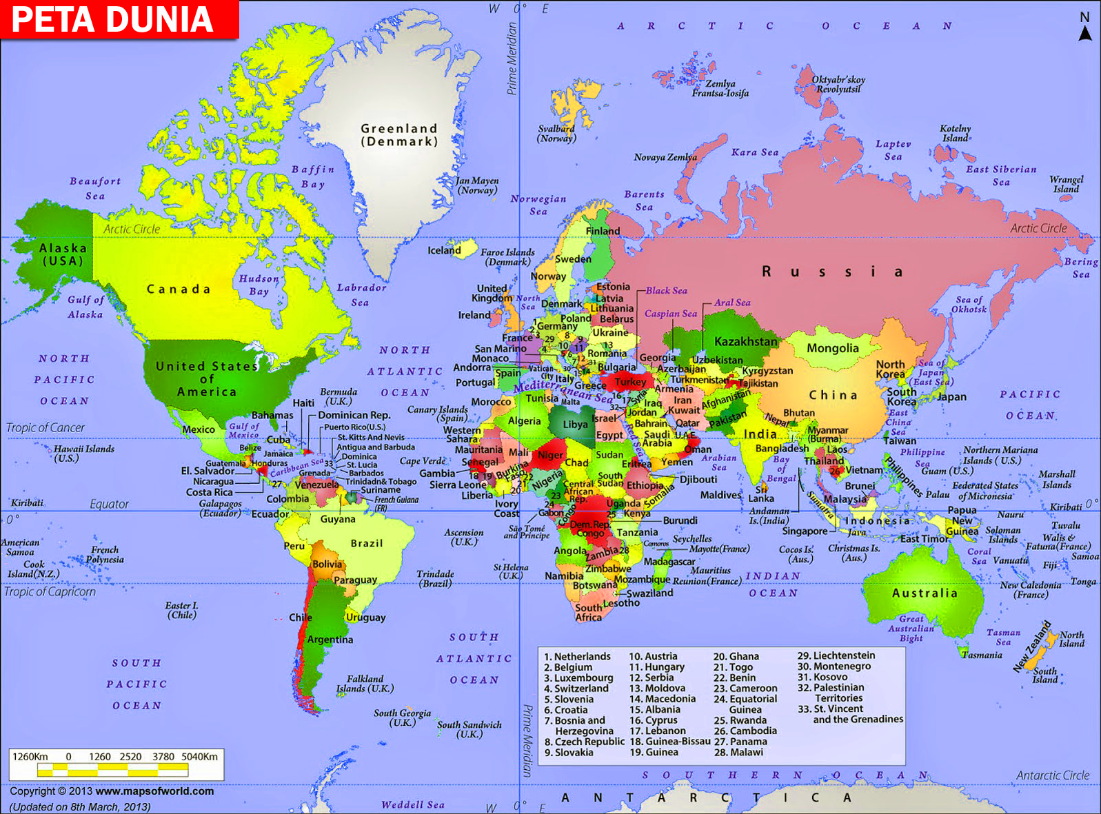 Peta dunia berwarna dan hitam putih lengkap Sejarah