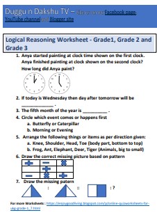 Good Living Guide: Logical Reasoning Worksheet - Grade 1, Grade 2 and