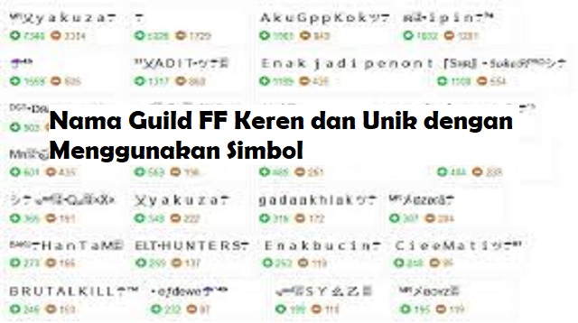 Nama Guild FF Keren Ind 2021 Cara1001