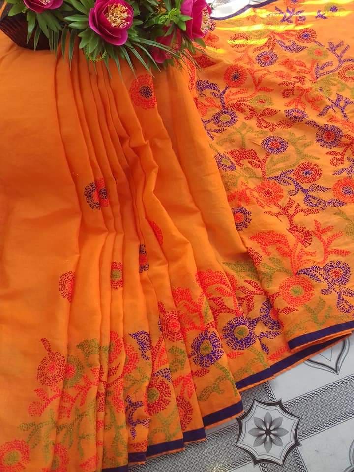 Kantha Stitch Saree