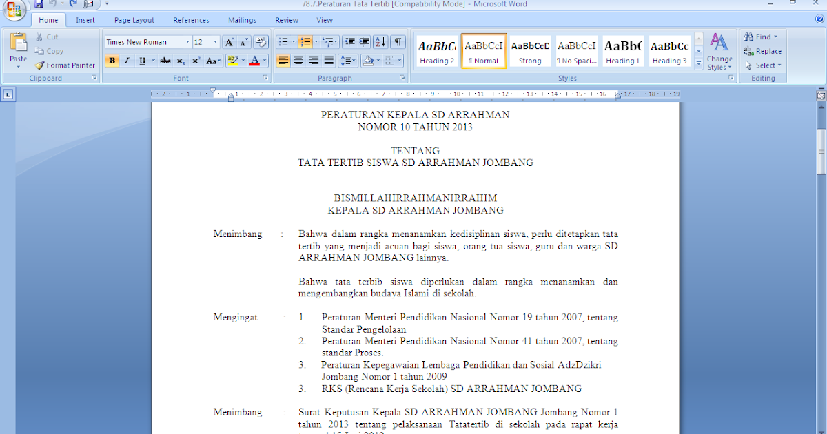 Contoh peraturan tata tertib siswa di sekolah