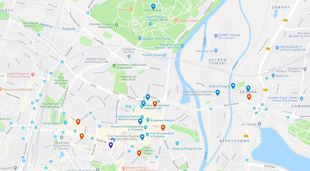 Things to do map of Poznan Poland