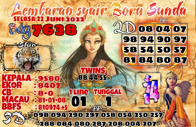 Syair SDY Boru Sunda Hari Selasa « BORU SUNDA