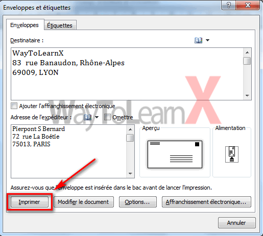 Comment imprimer une enveloppe avec Microsoft Word