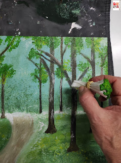 pintar un bosque con acrílicas