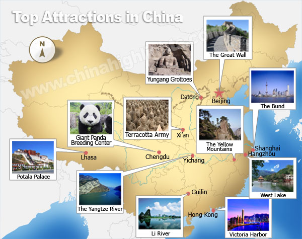 best places to visit in china map