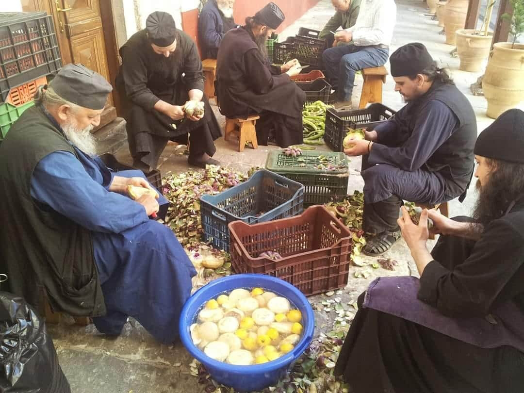 Orthodox Gladness Obedience at St. Paul monastery, Mt. Athos