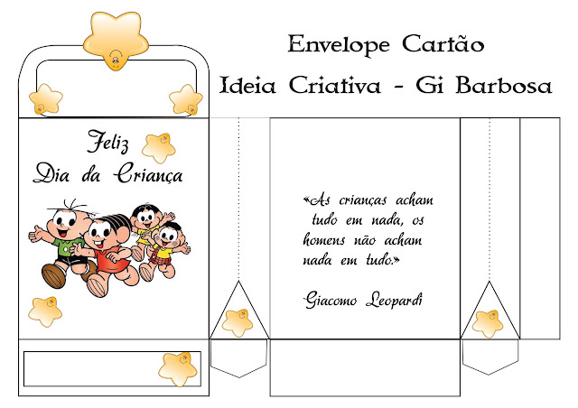 Envelope Cartão Dia da Criança Turma da Mônica com Estrela