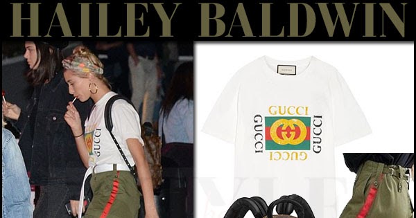 Hailey Baldwin Takes the Gucci Logo Tee for a Test Drive