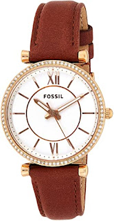 Fossil Women's Carlie Stainless Steel Quartz Leather Strap, Brown, 15.7 Casual Watch