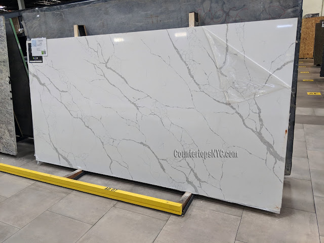 Calacatta Laza white quartz slab NYC