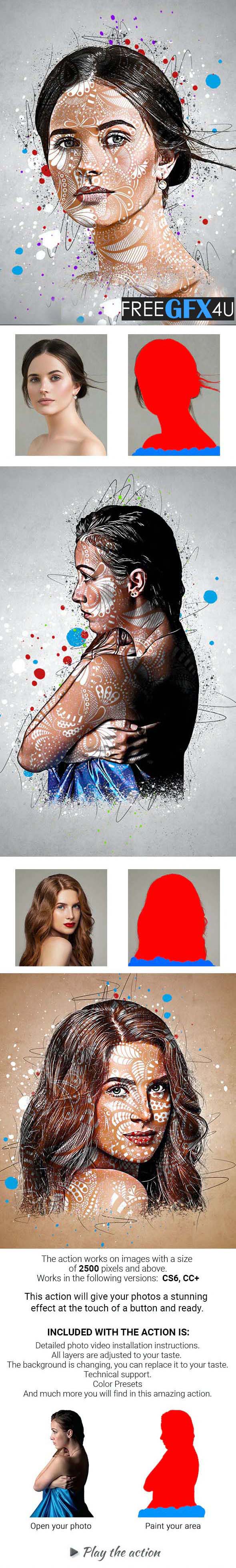 Abstract Patterns Portrait Photoshop Action Abstract Patterns Portrait Photoshop Action
