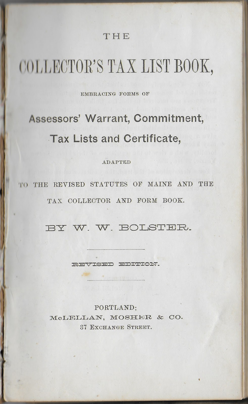 Heirlooms Reunited 1888 Collector's Tax Book, kept by Bowdoin Read