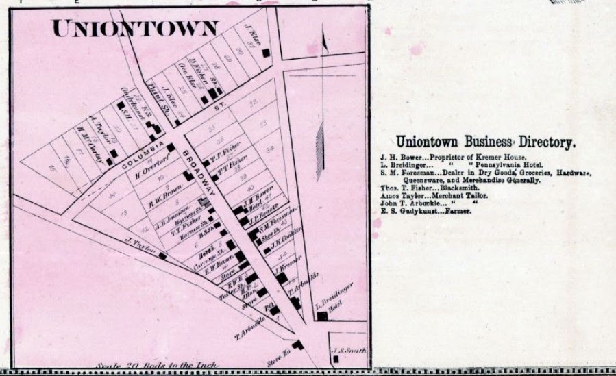 Valley Girl Views 1868 Map Of "Uniontown" Allenwood, Gregg Twp Union