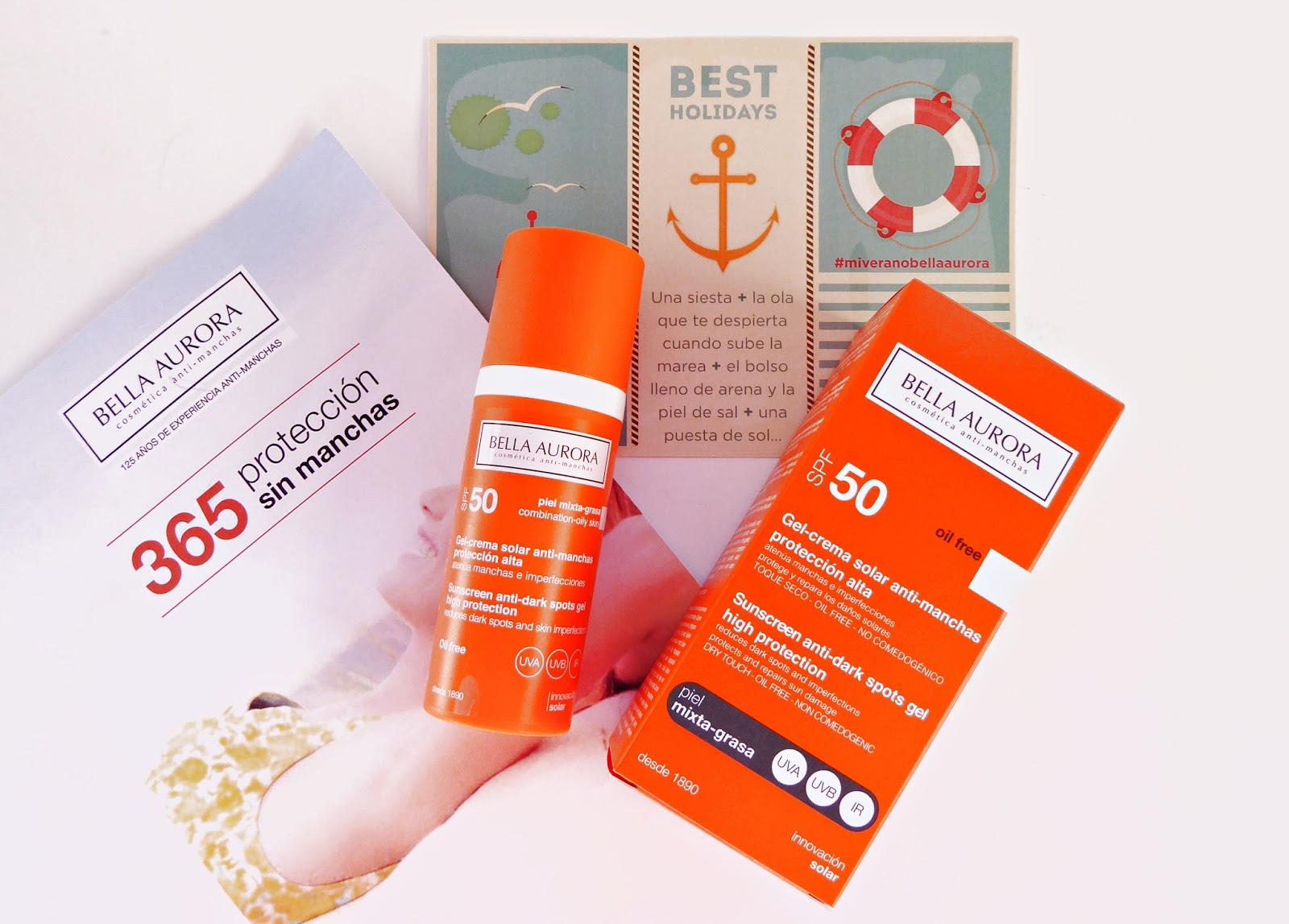 Envuelta en crema Protector solar SPF50 antimanchas Bella Aurora para piel mixta grasa