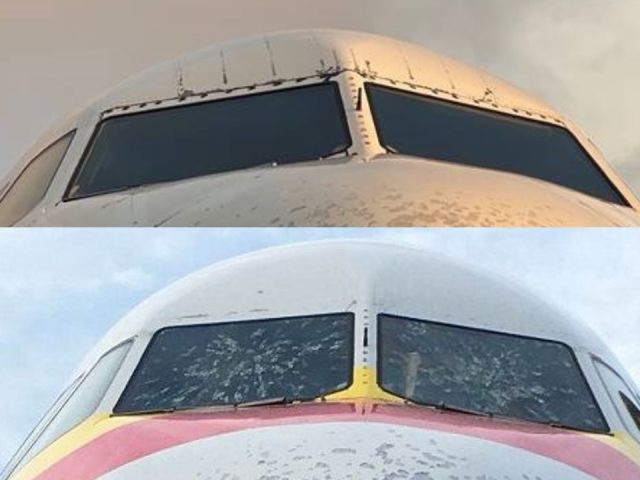 Delta Flight hit by mysterious object damaging the nose cone  Delta-flight-nose%2Bcone-hit-mysterious-object%2B%25282%2529