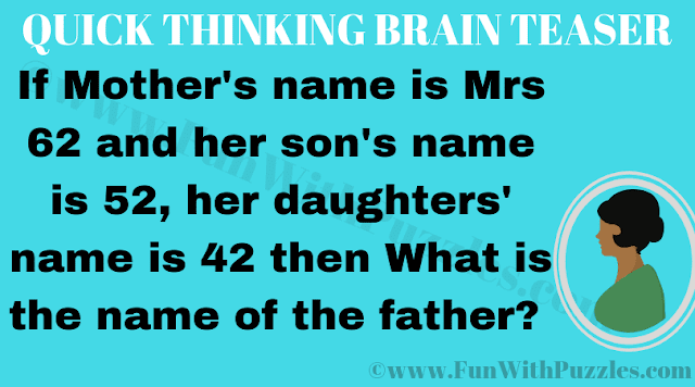 If mother's name is Mrs 62 and her son's name is 52, her daughter's name is 42. What is the name of the father?