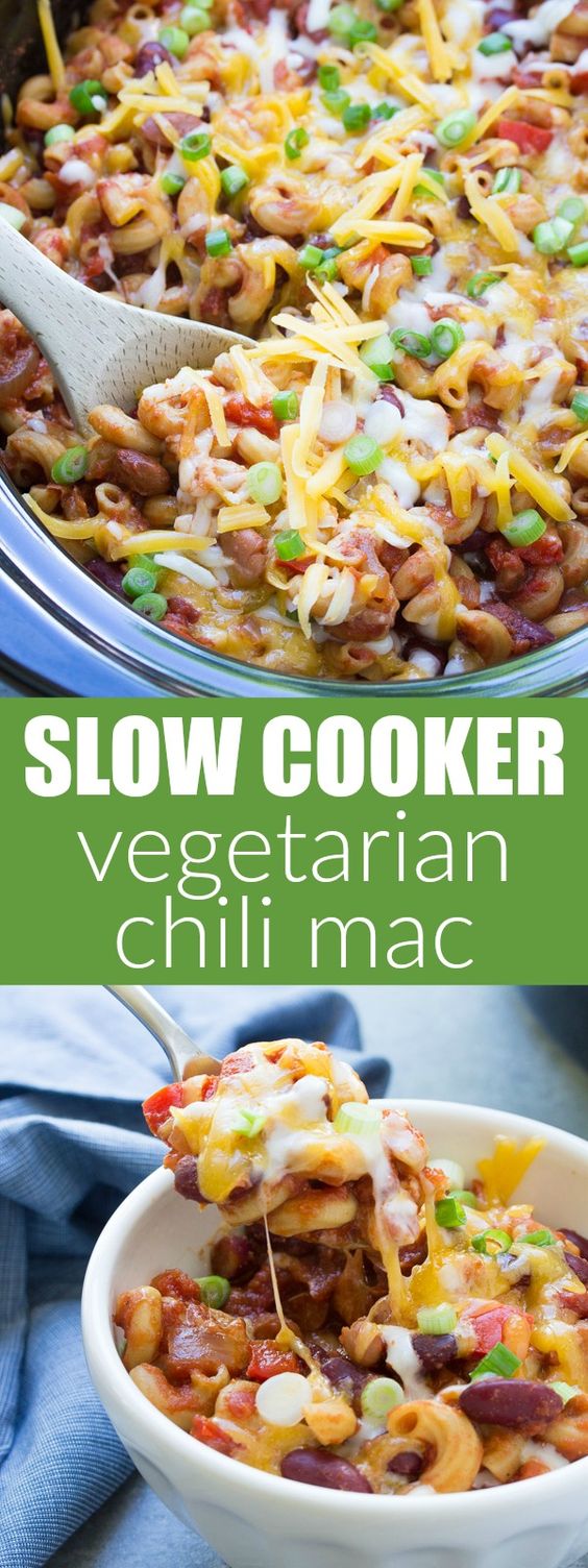 Slow Cooker Vegetarian Chili Mac - Easy Recipe Ideas