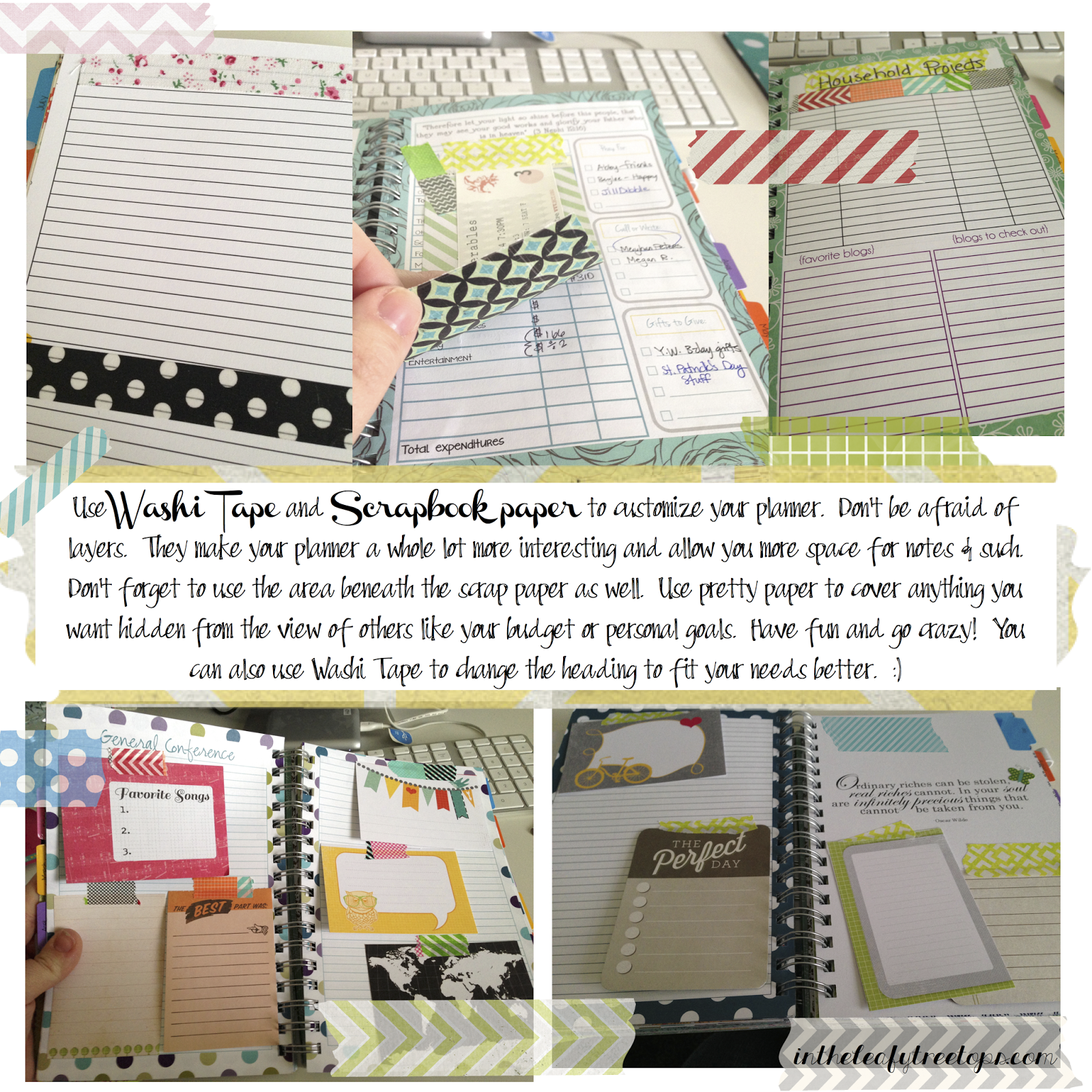 Mormon Mom Planners - Monthly Planner/Weekly Planner: Using Washi Tape &  Scrapbook Paper to utilize your planner