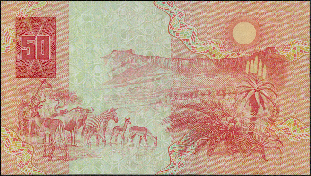 South African Currency 50 Rand banknote 1984 South African animals