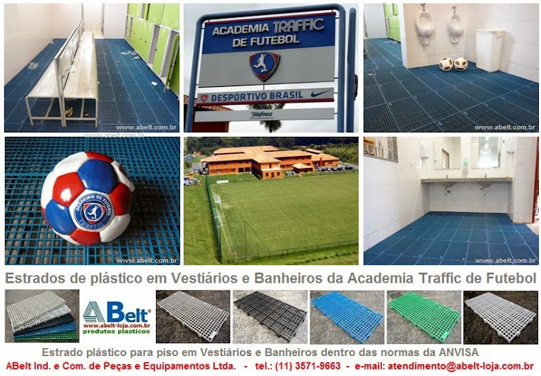 Estrado plástico em vestiários e banheiros da Academia Traffic de Futebol