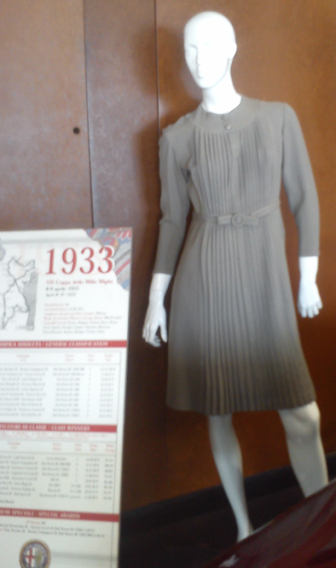 Dress on display at Mille Miglia Museum