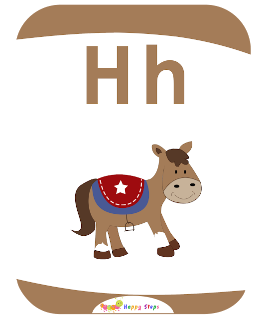 Flashcard Letter -H- Horse