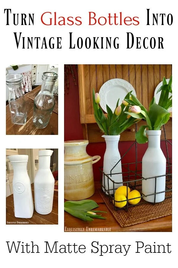 Turn Glass Bottles Into Vintage Decor pinterest pin