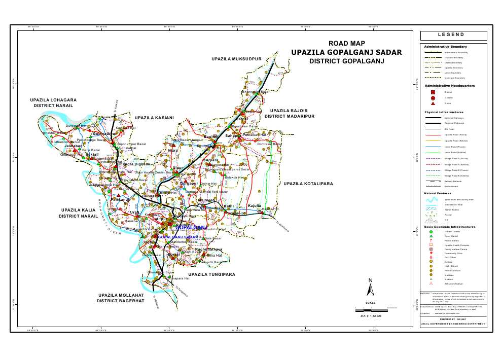 Gopalganj Sadar Upazila Road Map Gopalganj District Bangladesh