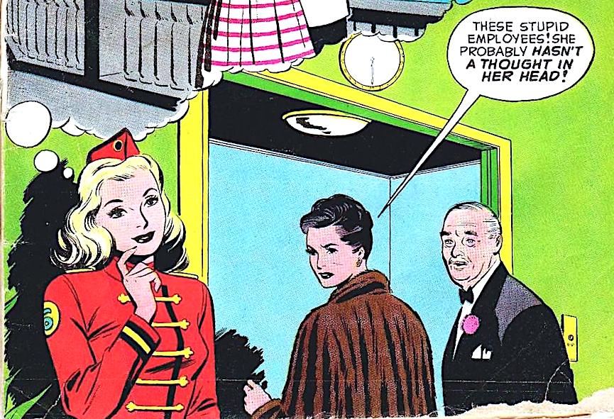 1950 elevator operator a 1950 elevator operator, from a comic book