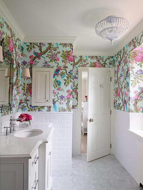 DUSCHOLUX SPAIN MAMPARAS DE BAÑO A MEDIDA: 4 ideas para un cuarto de baño  con papel pintado