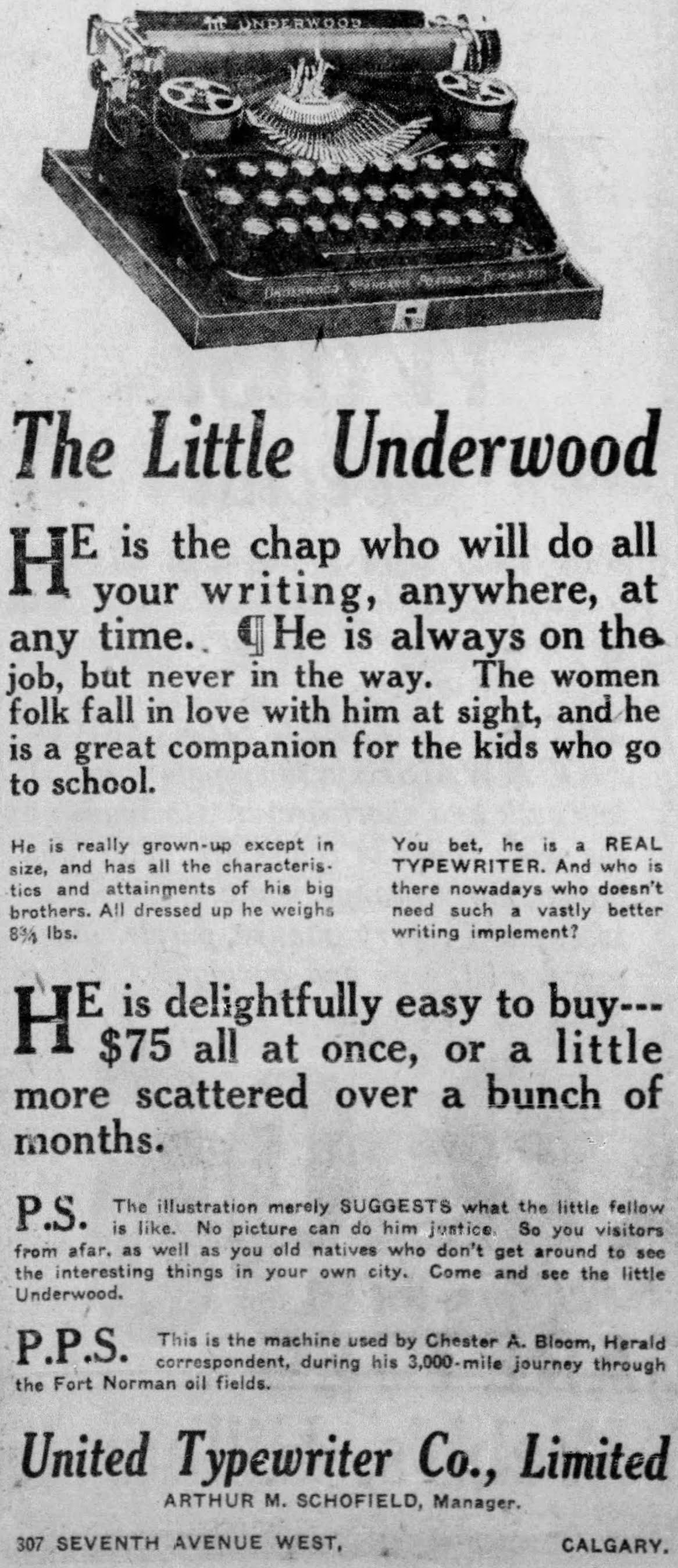 oz.Typewriter The Underwood Portable Typewriter That Rose from the Icy