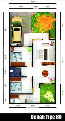 Gambar Denah Rumah Minimalis Type 60 Minimalis Modern