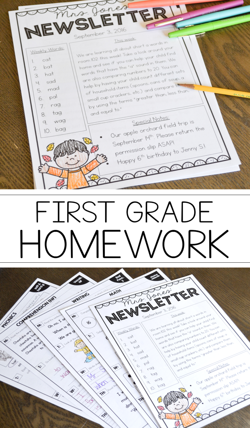 Susan Jones Teaching First Grade Homework For The Entire Year Susan Jones Teaching First Grade Homework For The Entire Year