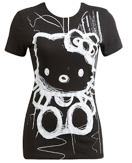Hello Kitty Black doodle scribble graffiti T-Shirt