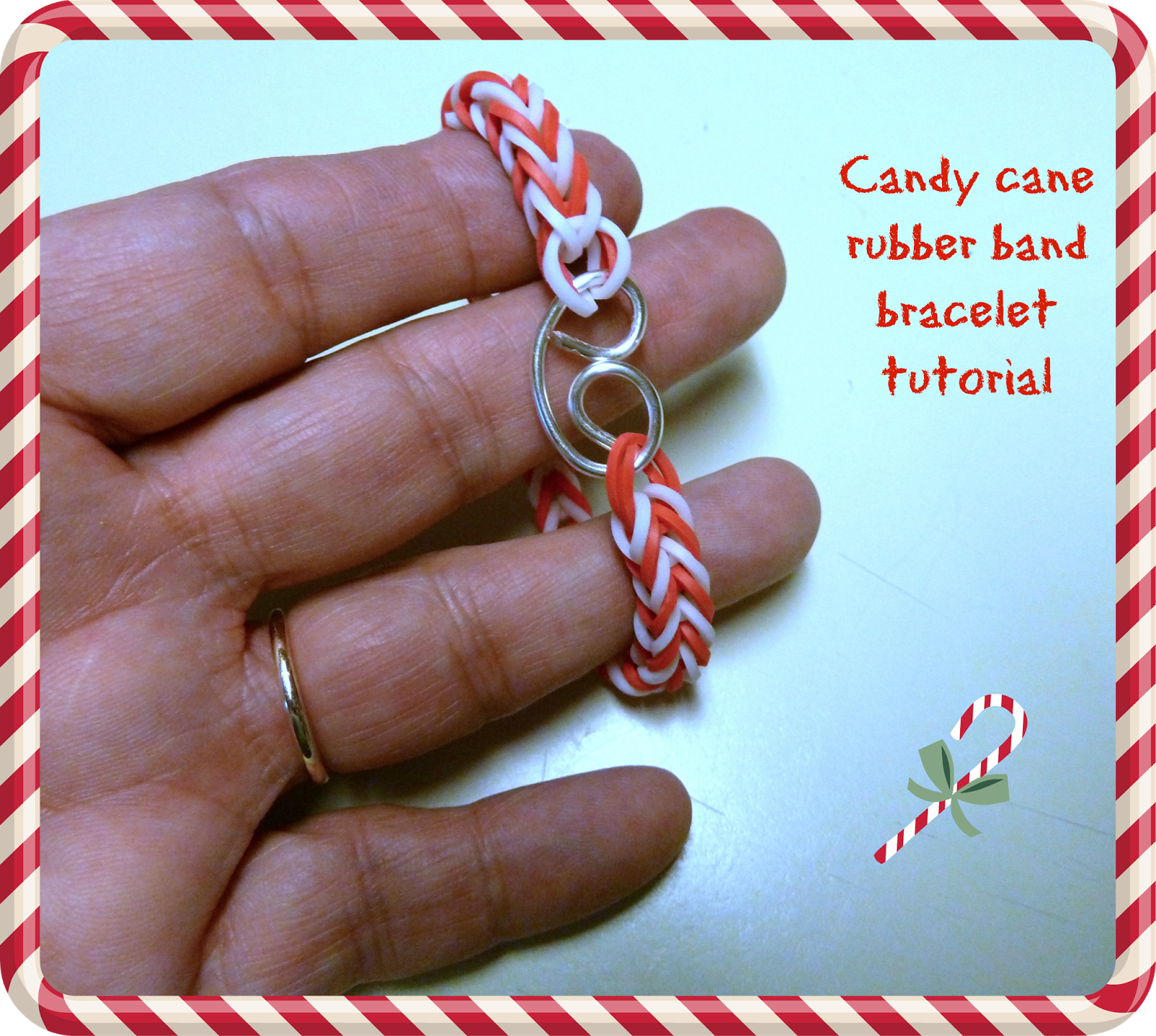 Make it easy crafts Candy cane rubber band bracelet tutorial