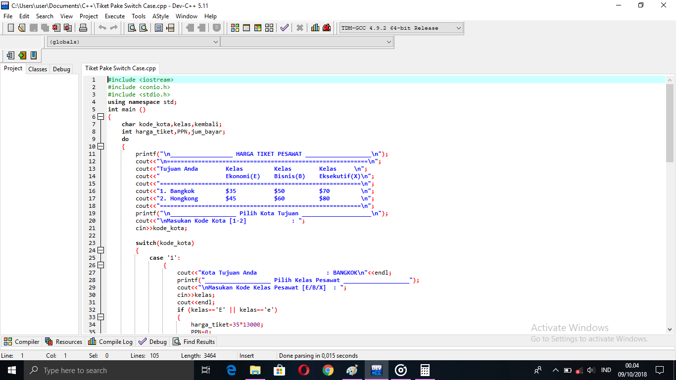 Contoh Program C++ Tiket Pesawat ~ Tutorial Belajar Coding