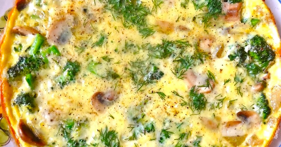 Scrumpdillyicious Broccoli, Mushroom & Dill Frittata with Cheddar