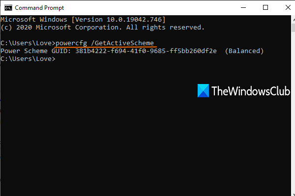 명령 프롬프트를 사용하여 Windows 10에서 활성 전원 관리 옵션 보기