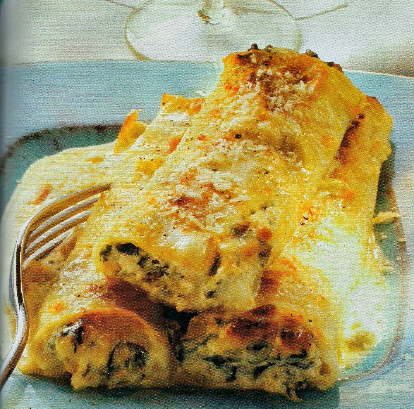 CANNELLONI CON SALSA DI FORMAGGIO E MELANZANE CANNELLONI CON SALSA DI FORMAGGIO E MELANZANE