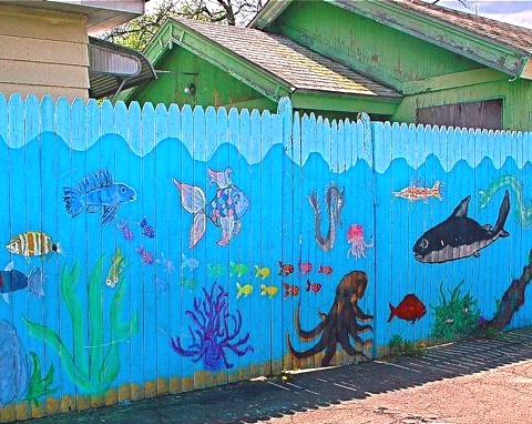 sea theme painted fence