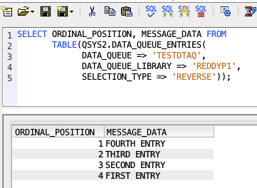 Retrieve Data from DTAQ using SQL - IBM i