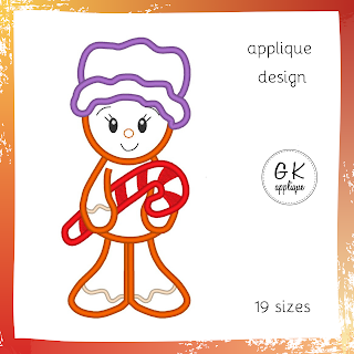 Gingerbread girl applique design