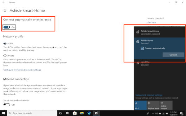 เชื่อมต่ออัตโนมัติกับ Wifi Windows 10