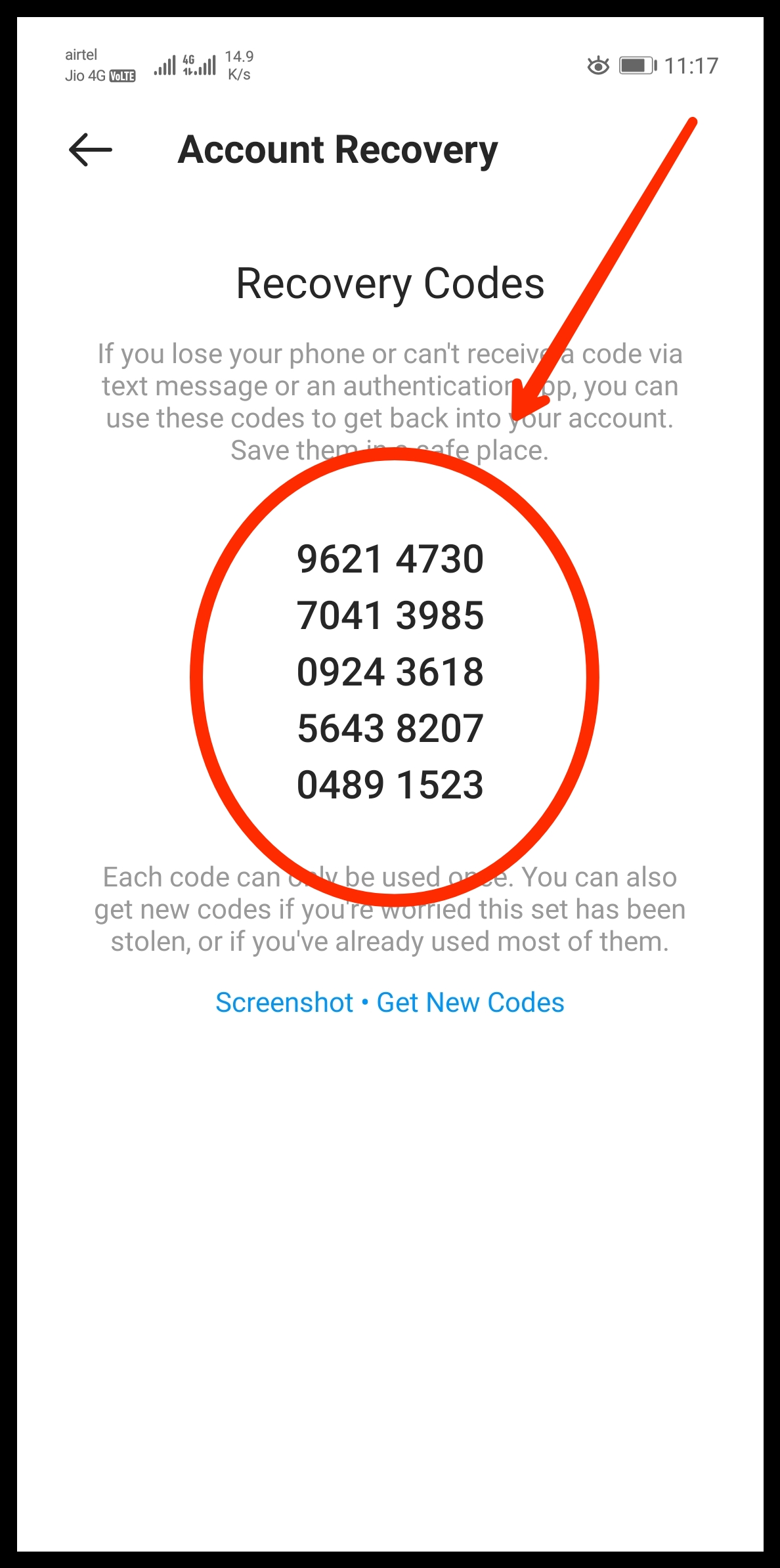 how can i get my instagram backup code without login